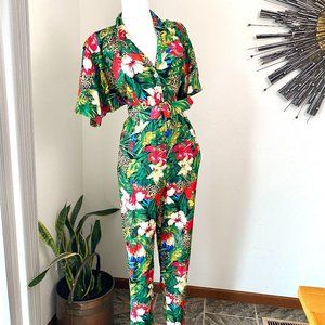 Vintage Carol Anderson Tropical Print Jumpsuit